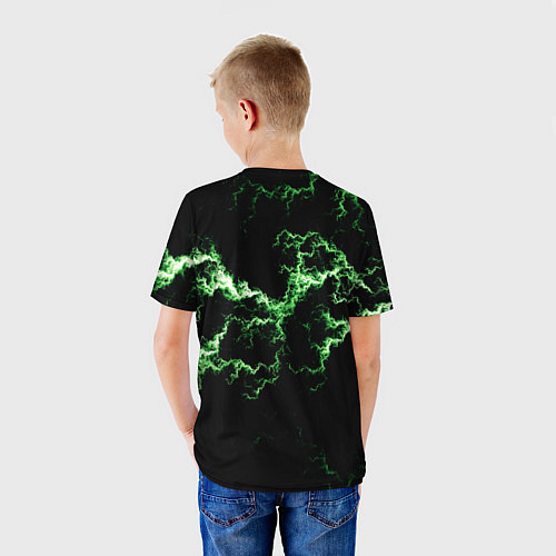 Детская футболка Lightning green glow / 3D-принт – фото 4