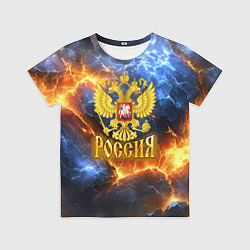 Детская футболка Россия герб и огонь