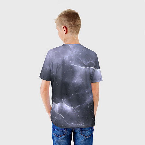 Детская футболка Герб России фиолетовое небо с молниями / 3D-принт – фото 4
