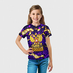 Футболка детская Россия - фиолетовая текстура, цвет: 3D-принт — фото 2