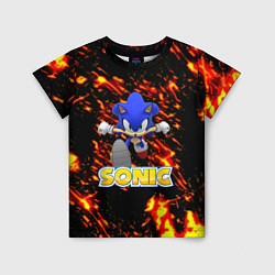 Футболка детская Sonic огенная текстура, цвет: 3D-принт