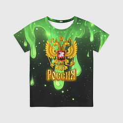 Футболка детская Герб России - неоновый фон, цвет: 3D-принт