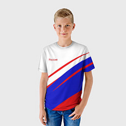 Футболка детская Россия бело-сине-красный, цвет: 3D-принт — фото 2