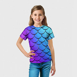 Футболка детская Градиент на чешуе, цвет: 3D-принт — фото 2