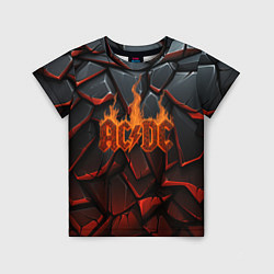 Детская футболка ACDC огненный лого на камнях