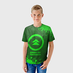 Футболка детская Ghost of Tsushima - green gradient, цвет: 3D-принт — фото 2