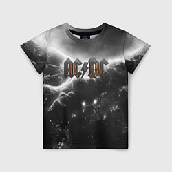 Детская футболка ACDC металлический лого черно-белая текстура