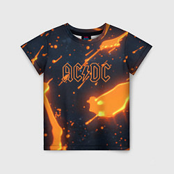 Футболка детская ACDC оранжевый логотип, цвет: 3D-принт