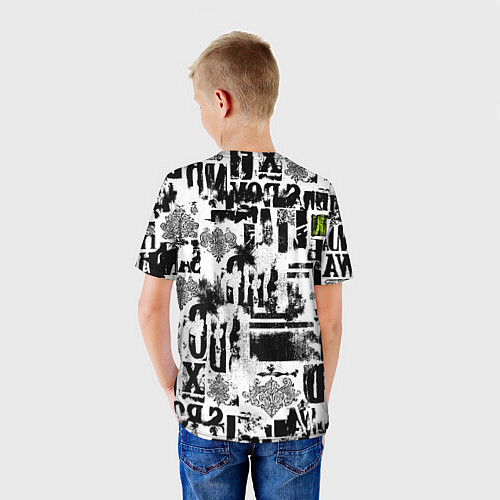 Детская футболка Pattern with inscriptions hustle sand boy / 3D-принт – фото 4