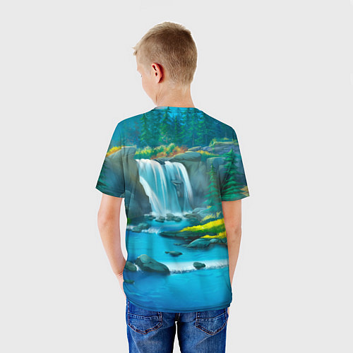 Детская футболка Билли Айлиш на фоне природы / 3D-принт – фото 4