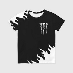 Детская футболка Monster energy белый огонь