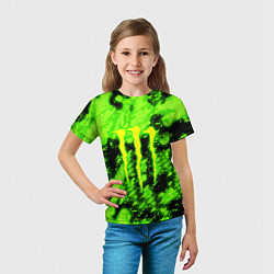 Футболка детская Monster energy кислотное лого, цвет: 3D-принт — фото 2