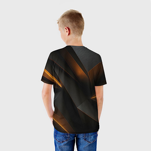 Детская футболка Черная текстура с углами / 3D-принт – фото 4