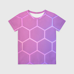 Детская футболка Розовые неоновые соты
