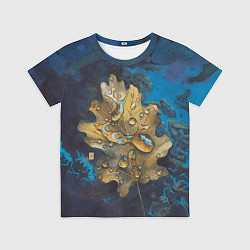 Футболка детская Осенний лист с каплями акварельный - крупный арт, цвет: 3D-принт