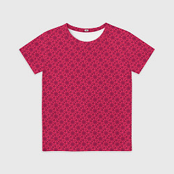 Детская футболка Красно-розовый цветочный паттерн узор
