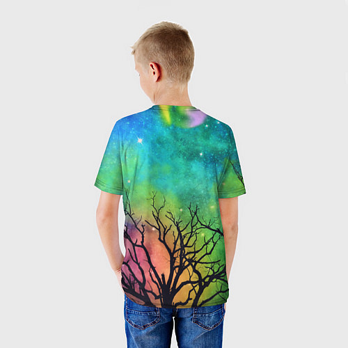Детская футболка Bones без зрачков держит череп в руках / 3D-принт – фото 4