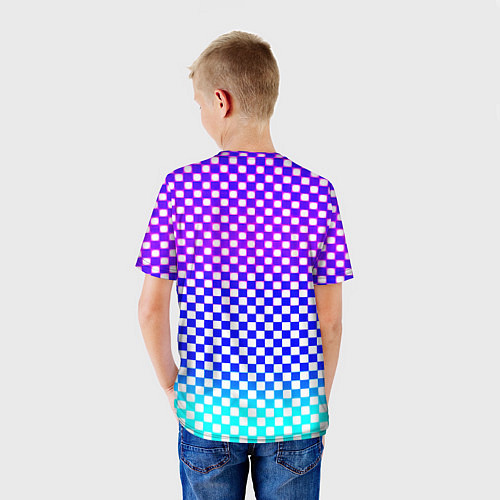 Детская футболка Monster шахматная клетка градиент / 3D-принт – фото 4