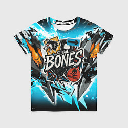 Футболка детская Bones логотип в стиле стикеров, цвет: 3D-принт