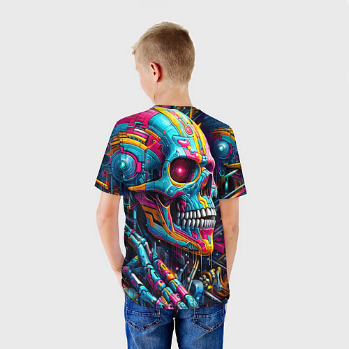 Детская футболка Cyber skull - pattern / 3D-принт – фото 4