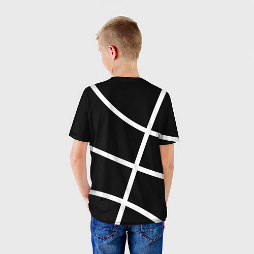 Детская футболка Хьюстон Рокетс - текстура черного мяча / 3D-принт – фото 4