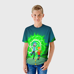 Футболка детская Рик и Барт Симпсон, цвет: 3D-принт — фото 2