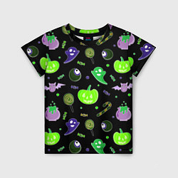 Детская футболка Halloween black pumpkin pattern