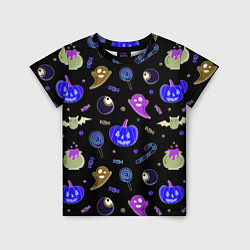 Детская футболка Halloween blue black pumpkin