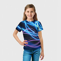Футболка детская Неоновая абстракция на темном, цвет: 3D-принт — фото 2
