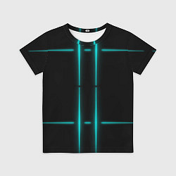 Детская футболка Neon black light blue line