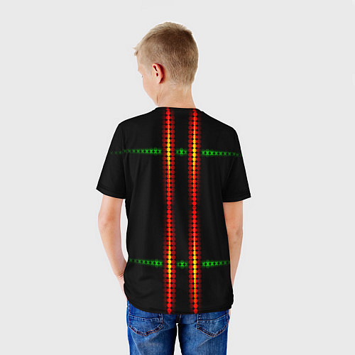 Детская футболка Neon black green circles / 3D-принт – фото 4