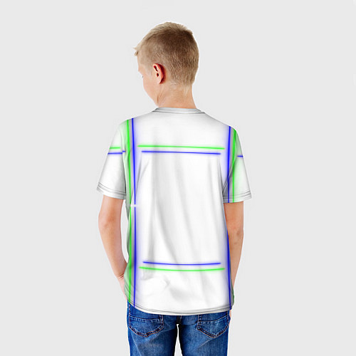Детская футболка Neon white green light blue / 3D-принт – фото 4