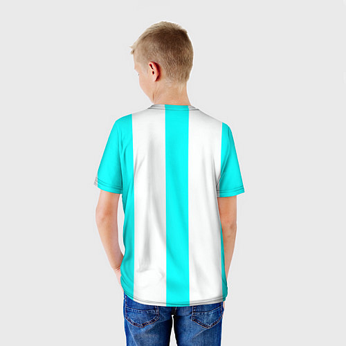 Детская футболка Color light blue white lines / 3D-принт – фото 4