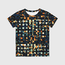 Футболка детская Тёмный синий с оранжевым кубики абстракция, цвет: 3D-принт