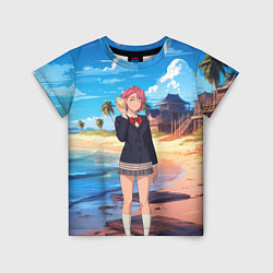 Детская футболка Дандадан Сиратори Айра с ракушкой в руках