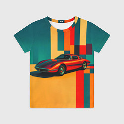 Детская футболка Спорткар ретрофутуризм поп-арт 1970-е