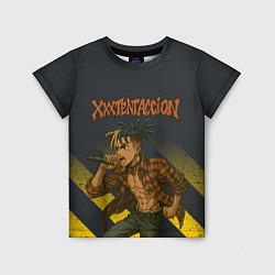 Детская футболка XXXTentacion с микрофоном в аниме стиле