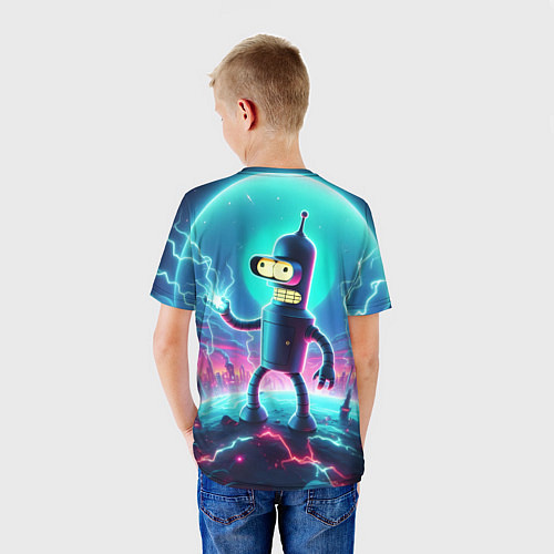 Детская футболка Робот-сгибальщик Бендер пропускает через себя молн / 3D-принт – фото 4