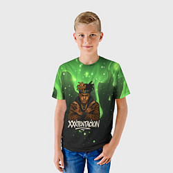 Футболка детская XXXTentacion на фоне зеленой краски, цвет: 3D-принт — фото 2
