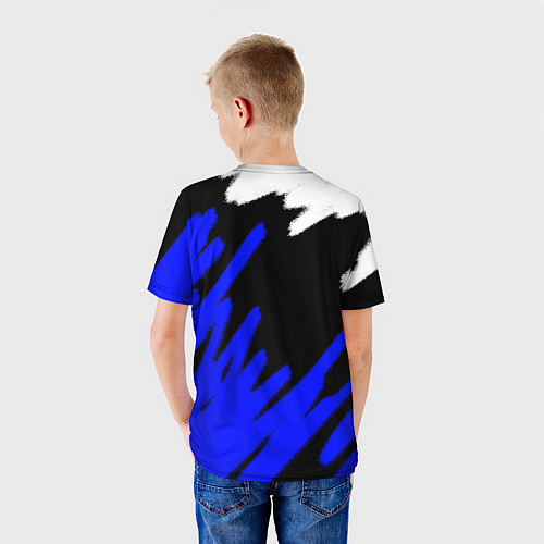 Детская футболка Россия чёрно-синий штрихи / 3D-принт – фото 4