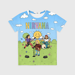 Детская футболка Nirvana мультяшный стиль на поляне