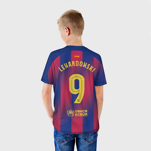 Детская футболка Левандовский, Барселона домашняя форма 2025 2026 / 3D-принт – фото 4
