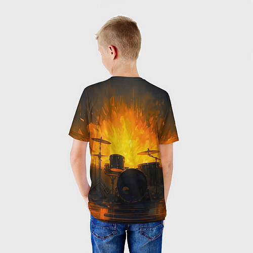 Детская футболка Гитарист играющий в пламени / 3D-принт – фото 4