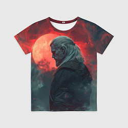 Детская футболка Ведьмак на фоне красной луны