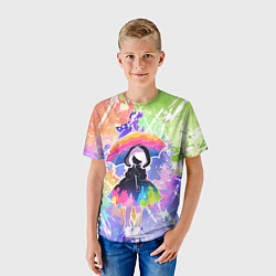 Футболка детская Девочка под дождём арт, цвет: 3D-принт — фото 2