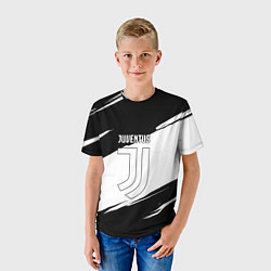 Футболка детская Ювентус черно белые полосы, цвет: 3D-принт — фото 2