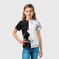 Футболка детская Тоттенхэм черно белые брызги, цвет: 3D-принт — фото 2