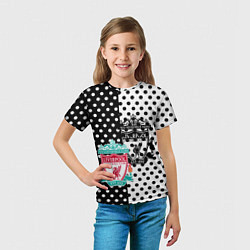 Футболка детская Liverpool черно белые точки, цвет: 3D-принт — фото 2