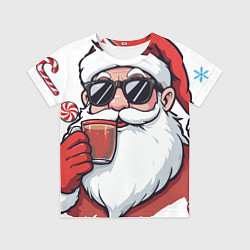 Детская футболка Санта Клаус в стильных солнцезащитных очках
