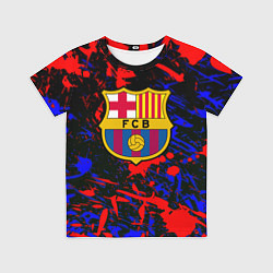 Футболка детская Барселона абстрактные краски, цвет: 3D-принт